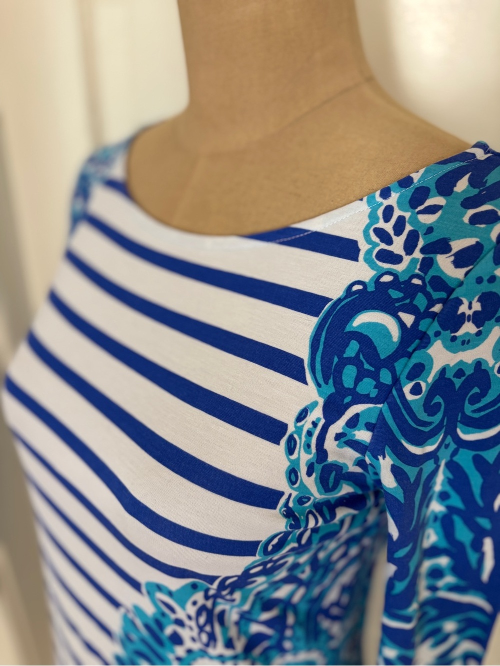 Lilly Pulitzer Blue, Turquoise & White Striped Sheath Dress - Picture 4 of 6